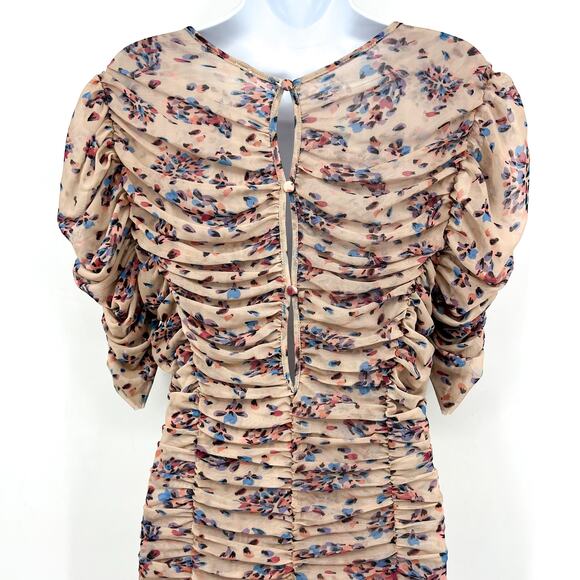 FREE PEOPLE Briella Floral Printed Midi Dress Large Cream Tea Ruched NWT - Picture 10 of 16